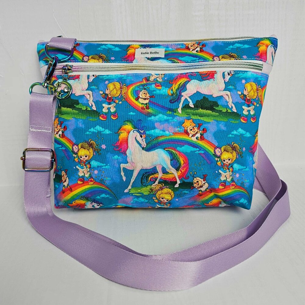Vintage Rainbow Brite Crossbody Purse, 80s Cartoon Fabric